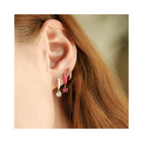 Huggie Earrings with Pink CZ