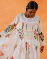 Snowy Block-Printed Dress