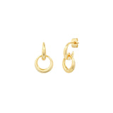 Gold Curved Huggie Earrings with Gold Ring