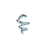 image of a single, silver earring in the shape of a corkscrew
