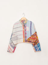 The Kaira Cropped Quilted Patchwork Kantha Jacket #15