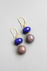 Drop Earrings | Navy and Mauve