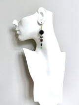 Drop Earrings | Vintage Jet Glass and Mint Cluster