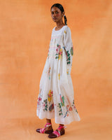 Snowy Block-Printed Dress