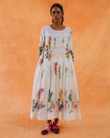 Snowy Block-Printed Dress