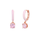Huggie Earrings with Pink CZ