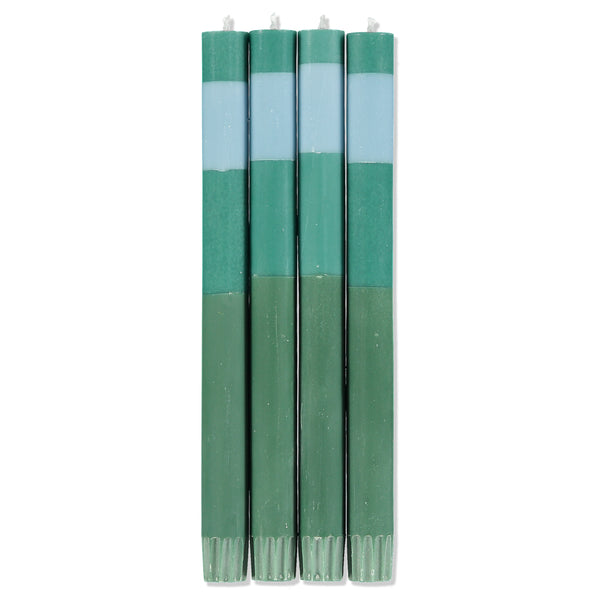 Abstract Striped Dinner Candles - Beryl, Bokhara & Moonstone