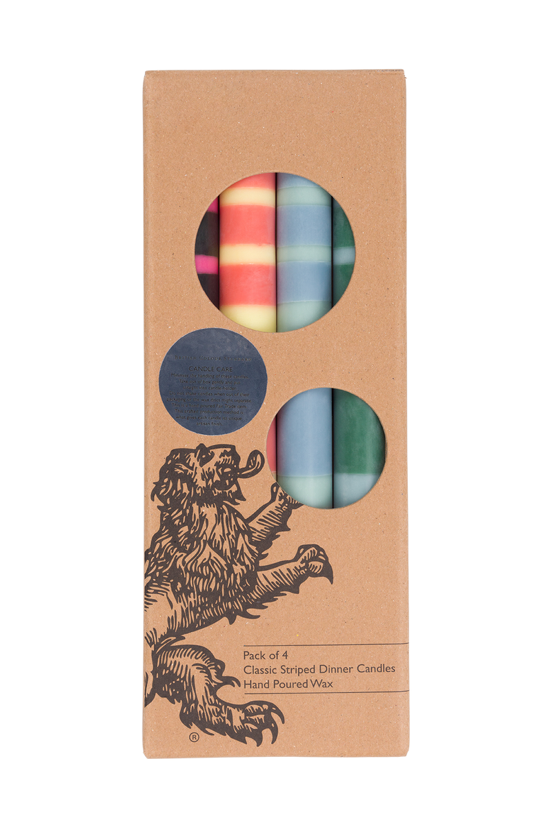 Striped Dinner Candles - Reds & Blues