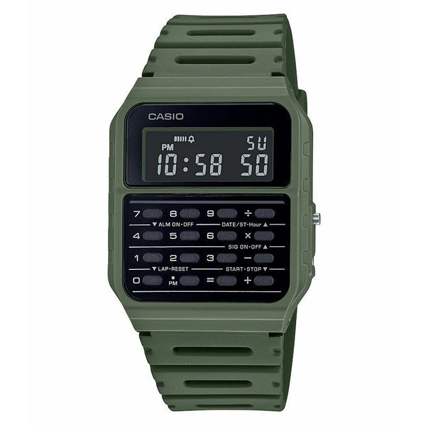 Casio 8 Digit Calculator Green Resin Band Watch