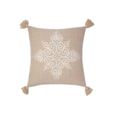 Malaika Linens Embroidered Scrolling Vines Motif Pillow