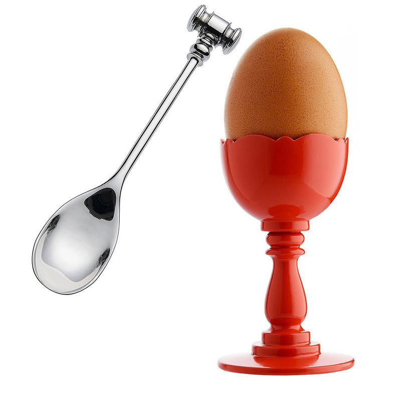 Dressed Egg Cup with Spoon - Red