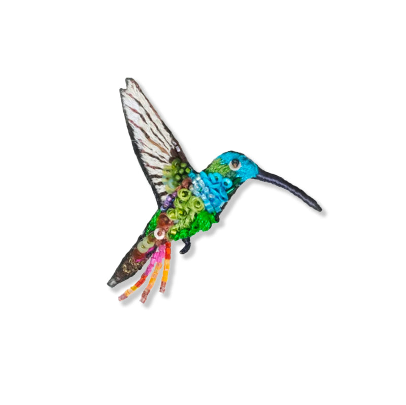 Emerald Chin Hummingbird Brooch Pin