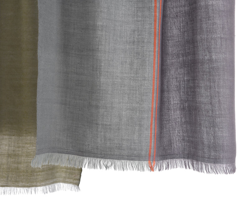 Fifty Fifty Cashmere Scarf - Pewter Thunder Terracotta