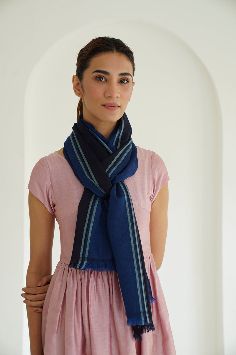 Fifty Fifty Cashmere Scarf - Winter Night Celadon