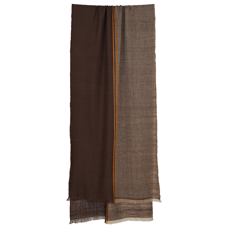 Fifty Fifty Cashmere Scarf - Taupe Wood Gold