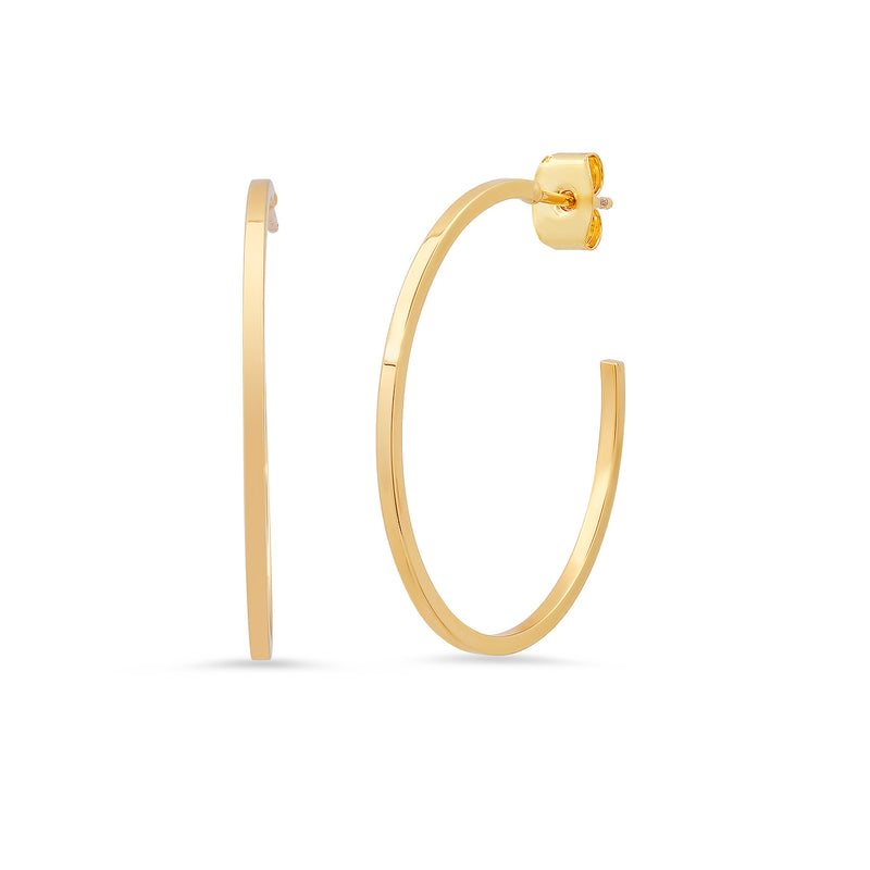 Sleek Medium Gold Hoops - Gold