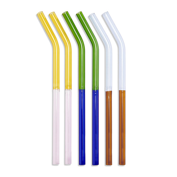 Two-Tone Glass Straws - Set of 6