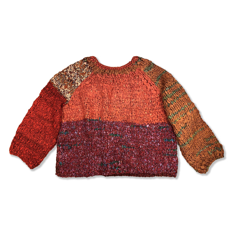 Vishnu Knitted Silk Roll Crewneck Sweater - Merlot / Crimson