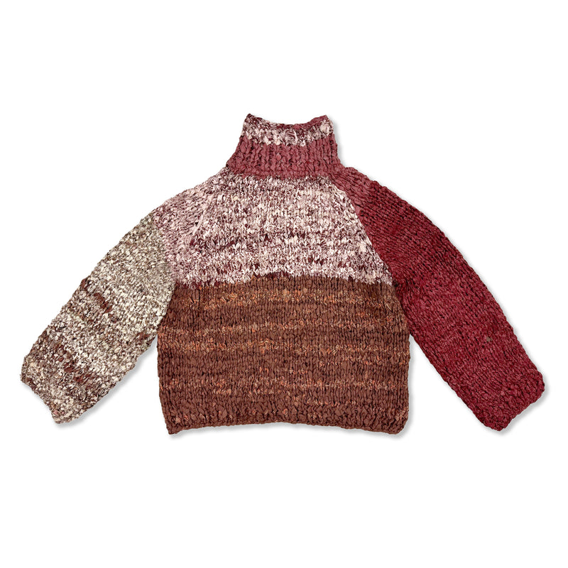 Vishnu Knitted Silk Roll Turtleneck Sweater - Chocolate / Plum