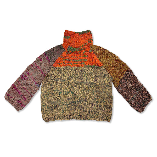 Vishnu Knitted Silk Roll Turtleneck Sweater - Sunset / Grass