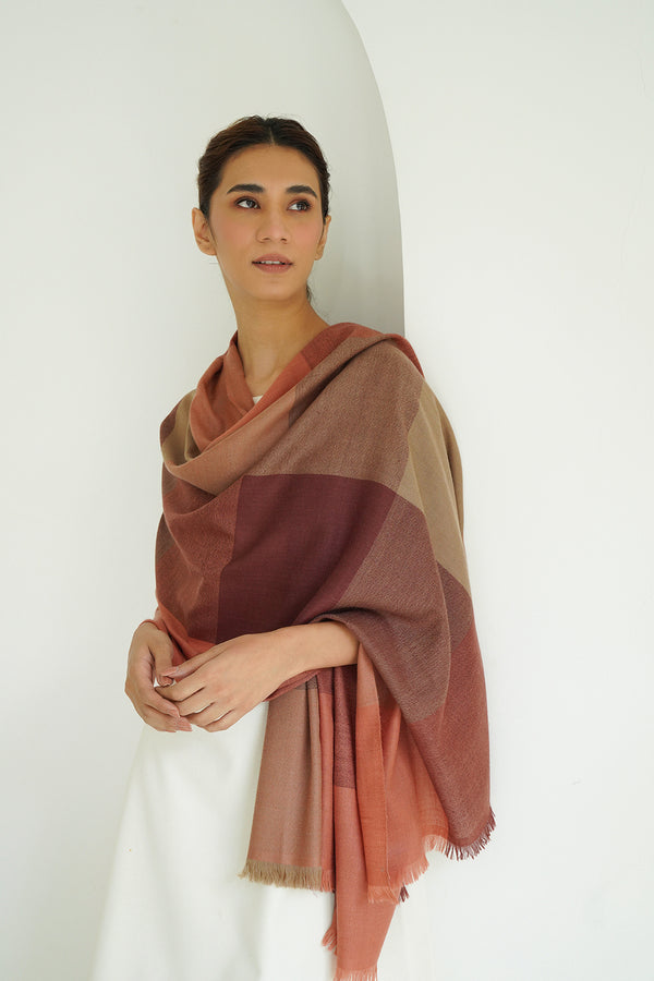 Poetry Cashmere Shawl - Coral Reef