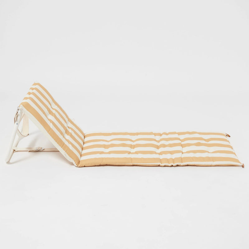 Reclining Beach Chair - Golden Mustard Stripe