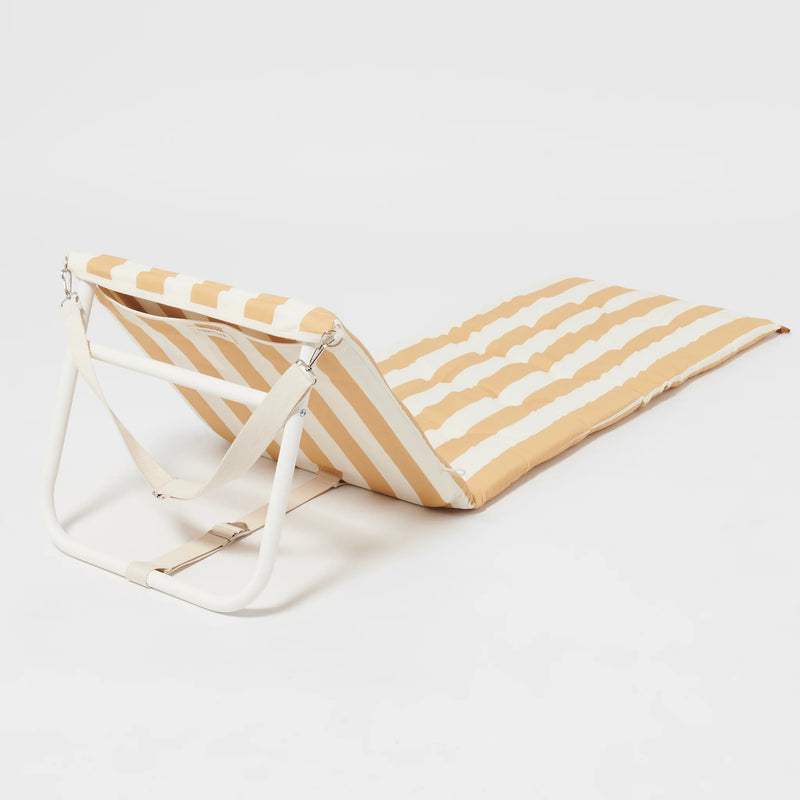 Reclining Beach Chair - Golden Mustard Stripe