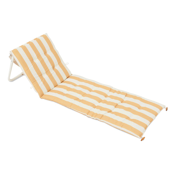 Reclining Beach Chair - Golden Mustard Stripe