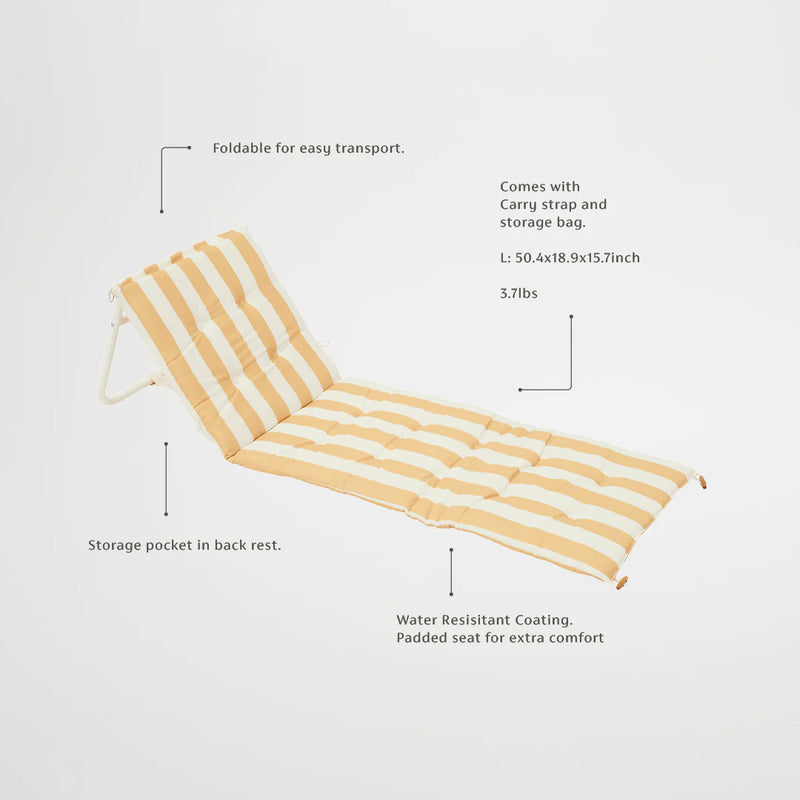 Reclining Beach Chair - Golden Mustard Stripe