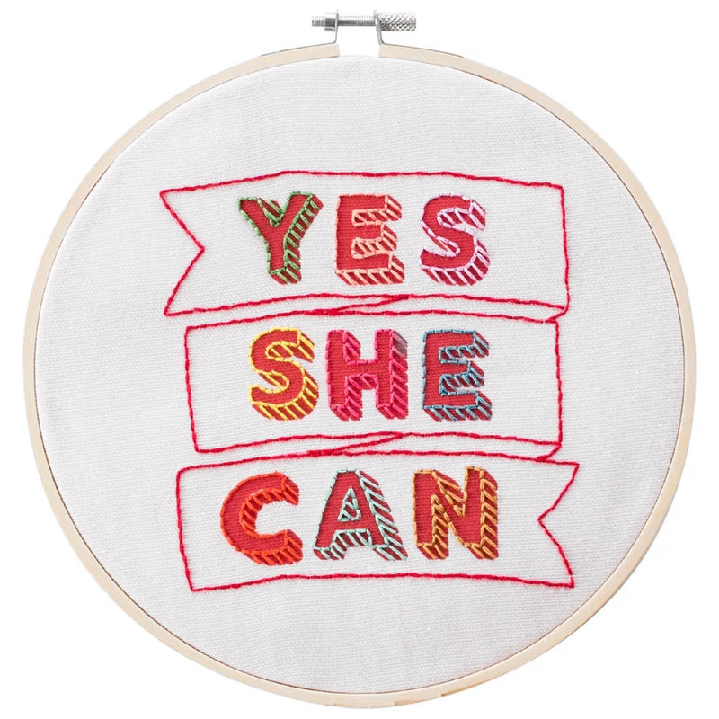 Yes She Can Embroidery Hoop Kit