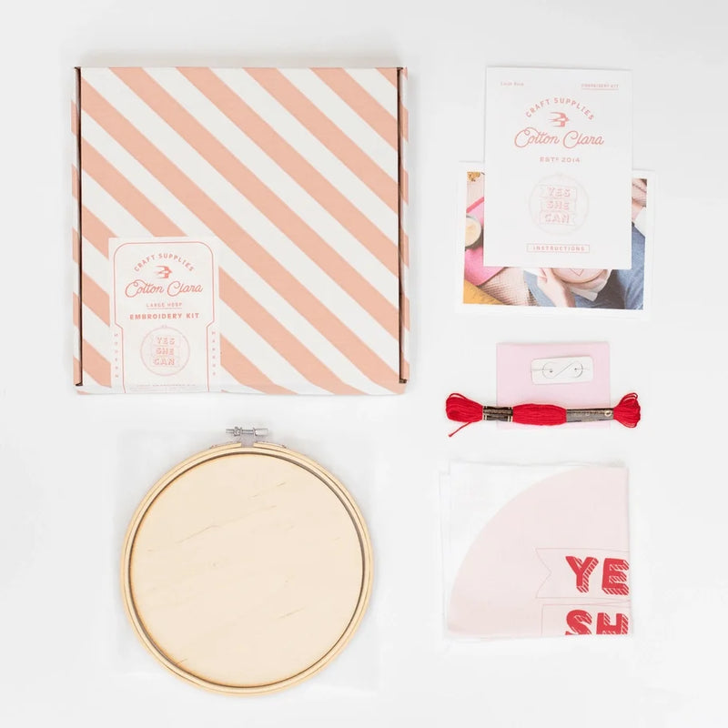 Yes She Can Embroidery Hoop Kit