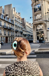 Hand-painted Evil Eye Claw Hair Clip