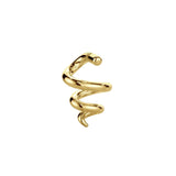 image of a single gold earring in the shape of a corkscrew
