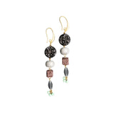 Drop Earrings | Vintage Jet Glass and Mint Cluster