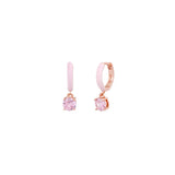 Huggie Earrings with Pink CZ