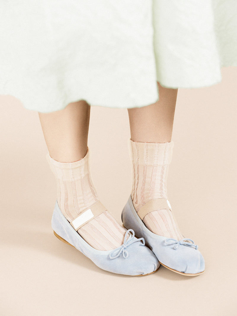 Mykonos Sheer Short Crew Socks - Nude