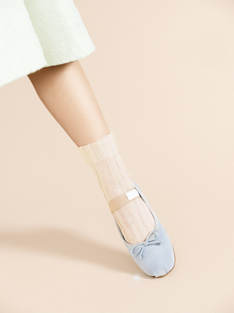 Mykonos Sheer Short Crew Socks - Nude