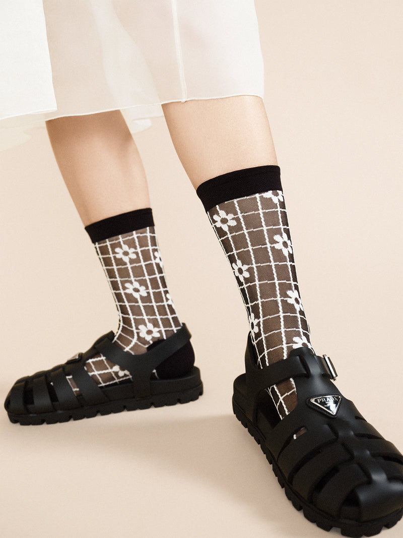 Blossom Sheer Socks - Black