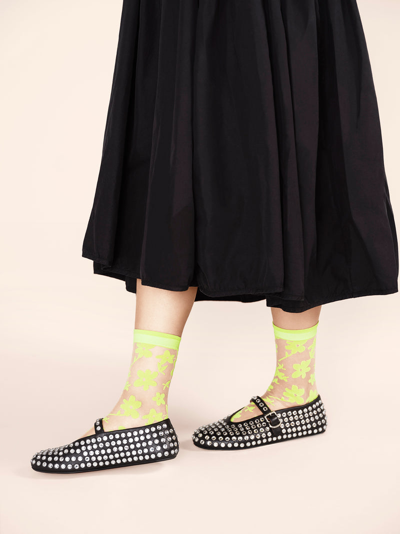 Bobo Sheer Crew Socks - Tennis Green