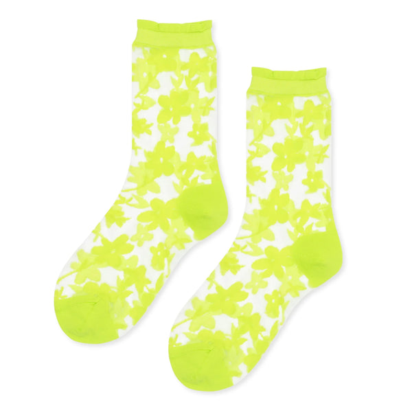 Bobo Sheer Crew Socks - Tennis Green