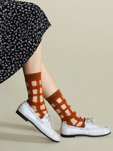 Googly Gingham Sheer Crew | Ochre