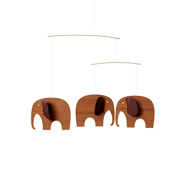 Baby Elephants 3, wood Mobile