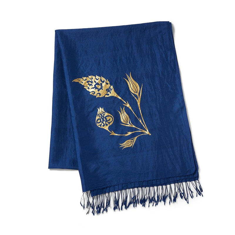 Zarif Design Islamic Floral Printed Oblong Silk Scarf