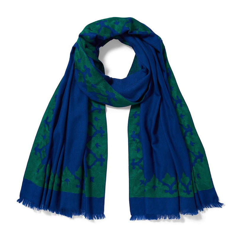 Kashmir Loom Chain Stitch Kashmiri Oversize Wool Shawl