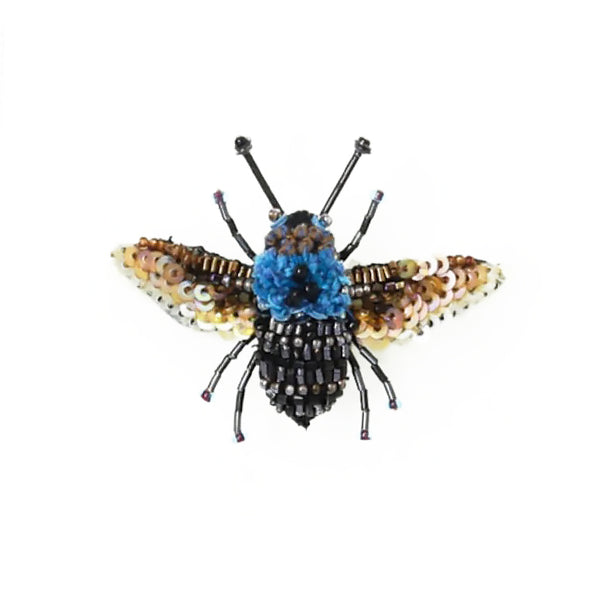 Blue Carpenter Bee Brooch Pin