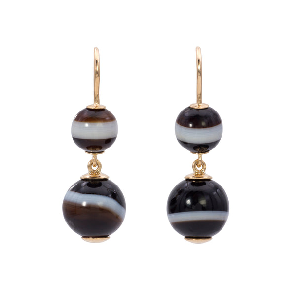 Banded Agate Bead Drop Earrings