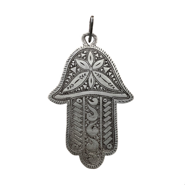 Elongated Silver Hamsa