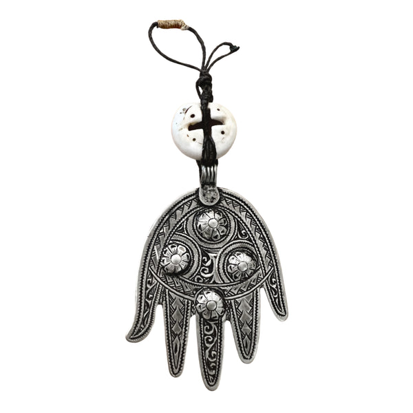Beaded Silver Hamsa