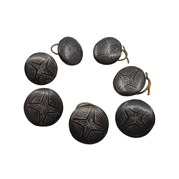 Black Metal and Silver Button Set