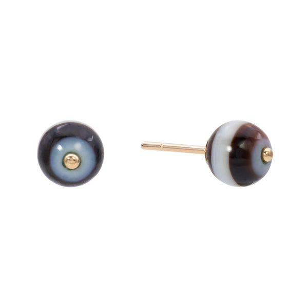 Banded Agate Bead Stud Earrings